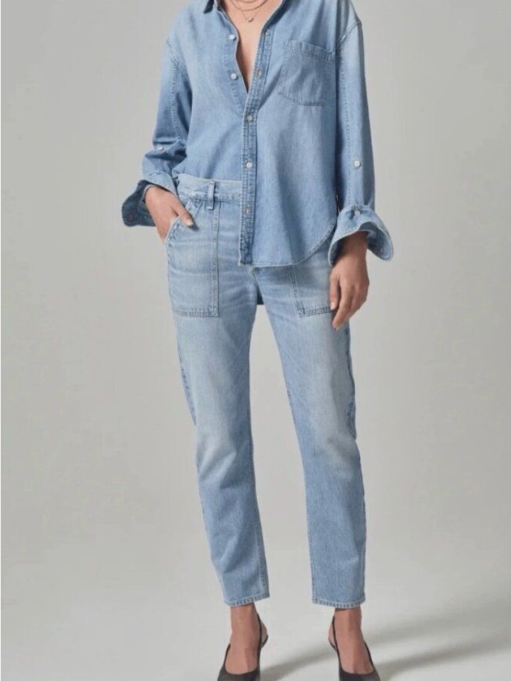 Citizens Of Humanity Leah Cropped Cargo Jean Light Wash
